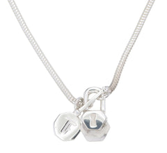 SMALL HEXI LOCKET NECKLACE - HOWLITE - SILVER