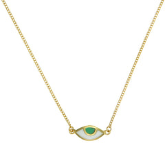 EYE SPY MINI NECKLACE - GREEN - GOLD plated sterling silver by tiger frame jewellery