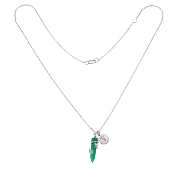 FLOWERING VINE NECKLACE - GREEN ONYX - SILVER