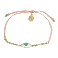 CHAIN & CORD EYE PROTECTION BRACELET - PALE PINK - GOLD