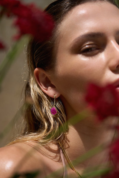 RUBY SLICE PULL-THROUGH EARRINGS - SILVER