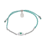 CHAIN & CORD EYE PROTECTION BRACELET - AQUA AND CREAM - SILVER