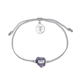 KIDS CRYSTAL BRACELET -PASTEL GREY WITH AMETHYST - SILVER