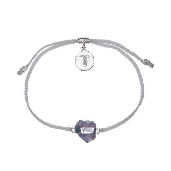 KIDS CRYSTAL BRACELET -PASTEL GREY WITH AMETHYST - SILVER