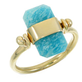 BAGUETTE SWIVEL RING - AMAZONITE - GOLD