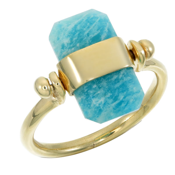 BAGUETTE SWIVEL RING - AMAZONITE - GOLD