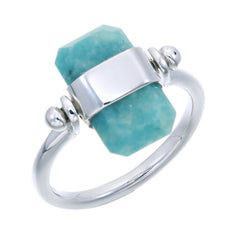 BAGUETTE SWIVEL RING - AMAZONITE - SILVER