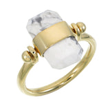 BAGUETTE SWIVEL RING - HOWLITE - GOLD