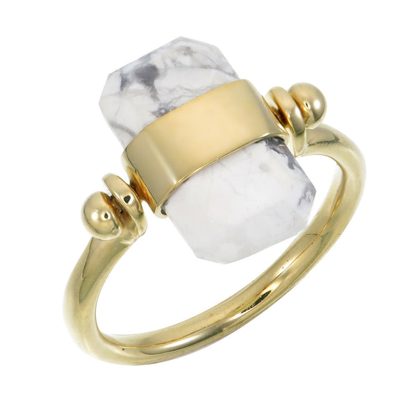 BAGUETTE SWIVEL RING - HOWLITE - GOLD