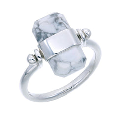 BAGUETTE SWIVEL RING - HOWLITE - SILVER
