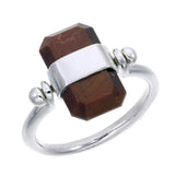 BAGUETTE SWIVEL RING - RED TIGER EYE - SILVER