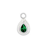 SMALL TEARDROP CHARM - GREEN ONYX - SILVER