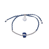 CHAIN & CORD CRYSTAL BRACELET - LAPIS LAZULI - BLUE AND WHITE - SILVER