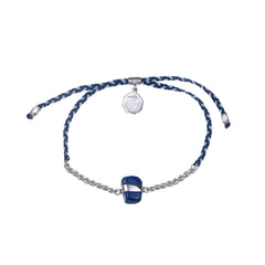 CHAIN & CORD CRYSTAL BRACELET - LAPIS LAZULI - BLUE AND WHITE - SILVER