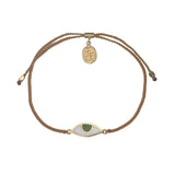 EYE PROTECTION BRACELET - BROWN WITH FOREST GREEN EYE - GOLD