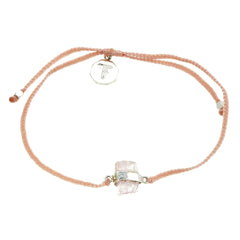 ROSE QUARTZ CRYSTAL BRACELET - PALE PINK - SILVER