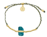 CHAIN & CORD BRACELET - MALACHITE  & SNAKE GREEN MIX - GOLD