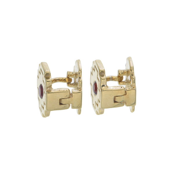 CHAKANA EARRINGS - GARNET - SMALL - REVERSIBLE - GOLD