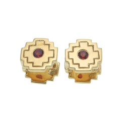 CHAKANA EARRINGS - GARNET - SMALL - REVERSIBLE - GOLD
