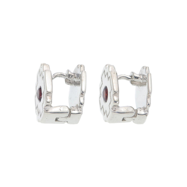 CHAKANA EARRINGS - GARNET - SMALL - REVERSIBLE - SILVER