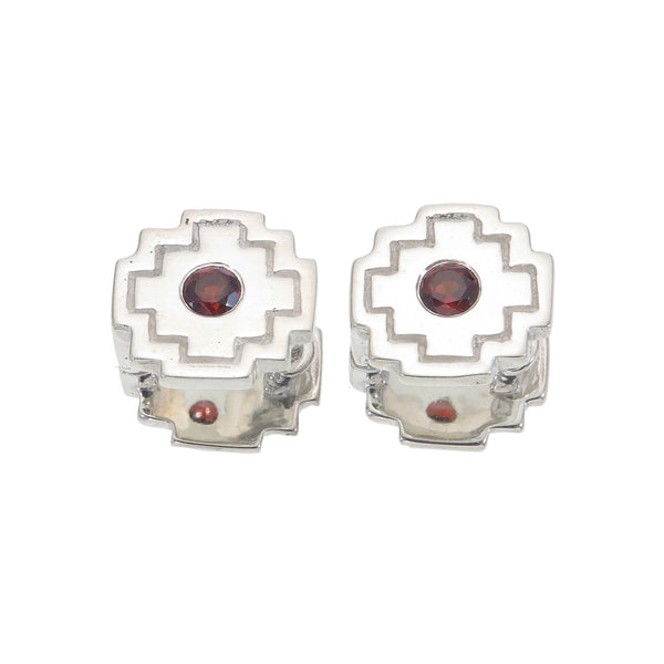 CHAKANA EARRINGS - GARNET - SMALL - REVERSIBLE - SILVER