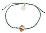 CITRINE CRYSTAL BRACELET - FOREST GREEN MIX - SILVER