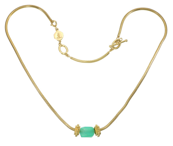 COLLECTOR NECKLACE - THICK SNAKE CHAIN - CHRYSOPRASE SET - GOLD