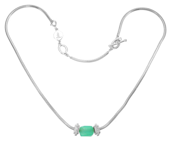COLLECTOR NECKLACE - THICK SNAKE CHAIN - CHRYSOPRASE SET - SILVER