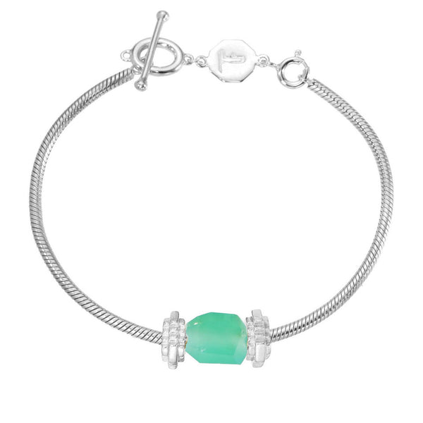 COLLECTOR SNAKE CHAIN BRACELET - CHRYSOPRASE SET - SILVER