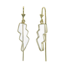 CRYSTAL LIGHTNING PULL-THROUGH EARRINGS - QUARTZ - GOLD