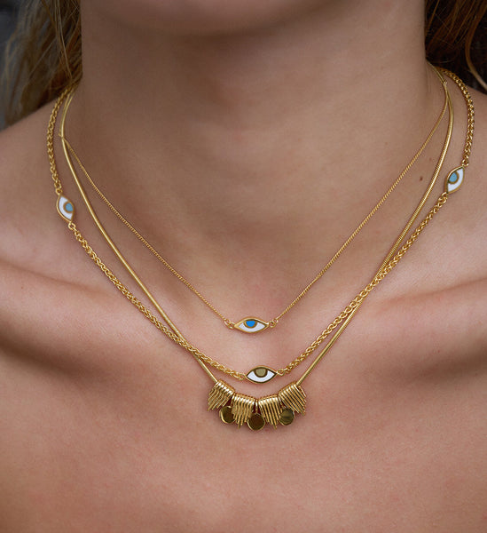 COLLECTOR NECKLACE - THIN SNAKE CHAIN - SHIMMY SET - SILVER