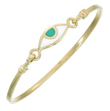 EYE  PROTECTION BANGLE - GREEN EYE - GOLD
