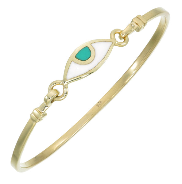 EYE  PROTECTION BANGLE - GREEN EYE - GOLD