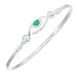 EYE  PROTECTION BANGLE - GREEN EYE - SILVER