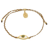 EYE PROTECTION BRACELET - AUTUMNAL CORD WITH HAZEL EYE - GOLD