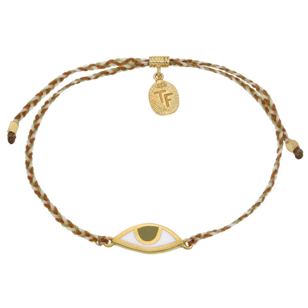 EYE PROTECTION BRACELET - AUTUMNAL CORD WITH HAZEL EYE - GOLD