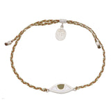 EYE PROTECTION BRACELET - AUTUMNAL CORD WITH HAZEL EYE - SILVER