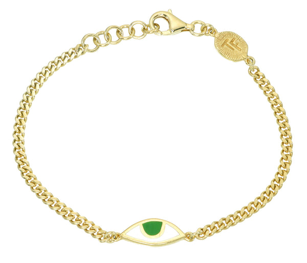 EYE PROTECTION CHAIN BRACELET - FOREST GREEN - GOLD