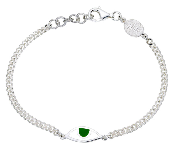 EYE PROTECTION CHAIN BRACELET - FOREST GREEN - SILVER