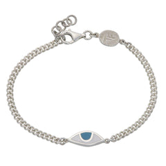 EYE PROTECTION CHAIN BRACELET - PASTEL BLUE - SILVER