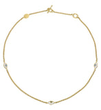 EYE SPY AROUND NECKLACE - HAZEL AND PASTEL BLUE EYES - GOLD