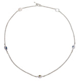 EYE SPY AROUND NECKLACE - HAZEL AND PASTEL BLUE EYES - SILVER