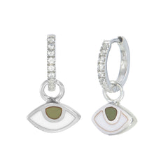 EYE SPY - MINI HALO HOOPS - HAZEL & WHITE ZIRCON - SILVER