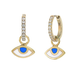 EYE SPY - MINI HALO HOOPS - SKY BLUE & WHITE ZIRCON - GOLD