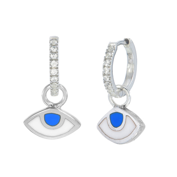 EYE SPY - MINI HALO HOOPS - SKY BLUE & WHITE ZIRCON - SILVER