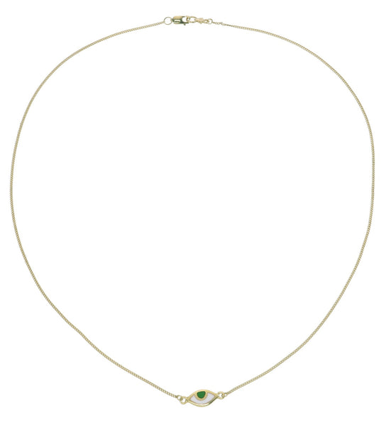 EYE SPY NECKLACE - FOREST GREEN - GOLD