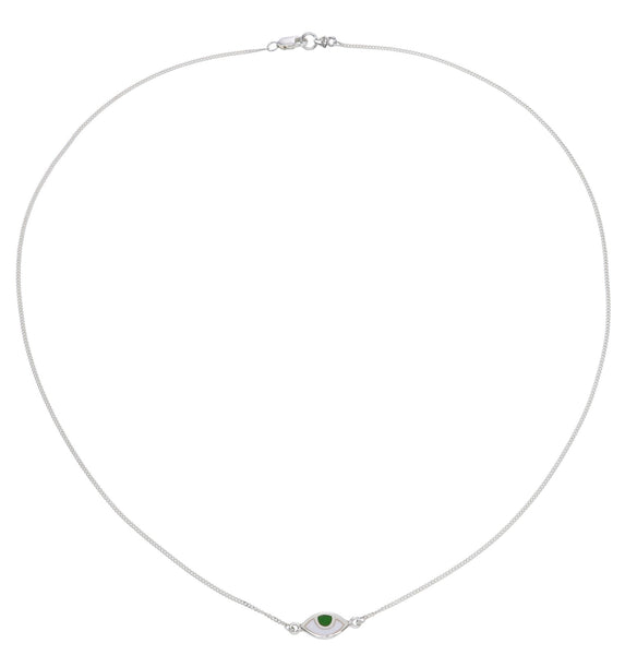 EYE SPY NECKLACE - FOREST GREEN - SILVER