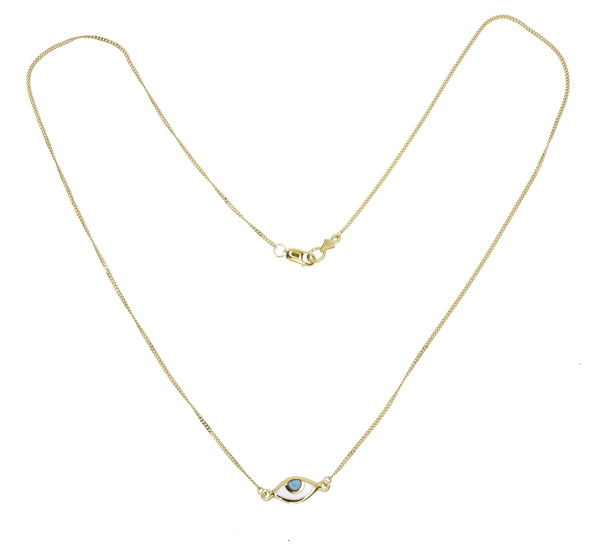 EYE SPY NECKLACE - PASTEL BLUE - GOLD