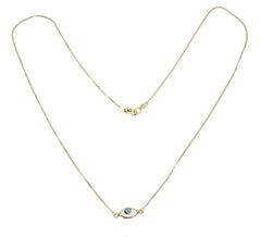 EYE SPY NECKLACE - PASTEL BLUE - GOLD