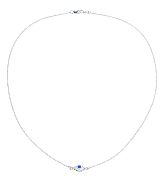 EYE SPY NECKLACE - SKY BLUE - SILVER